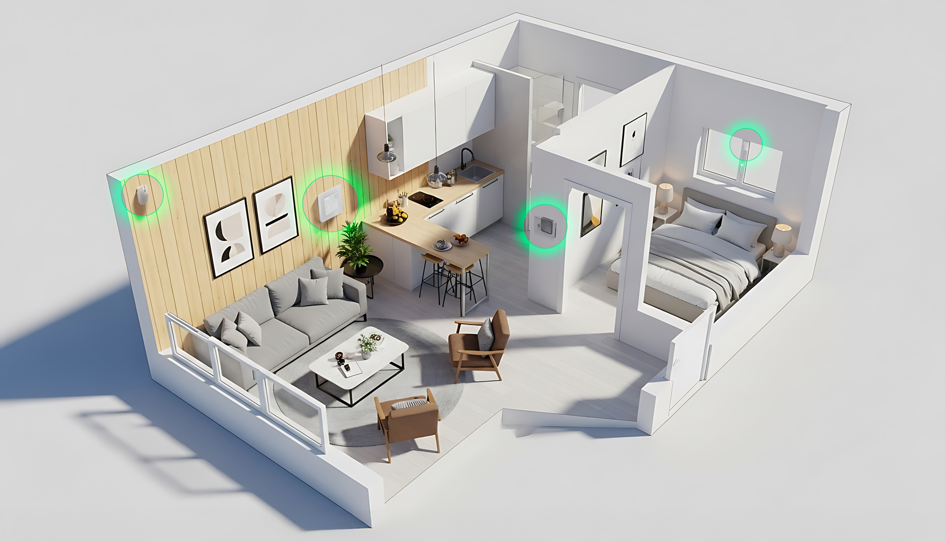 Vista 3D della casa con i punti di sicurezza